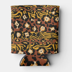 Leopard, tiger skins, wild pattern. can cooler