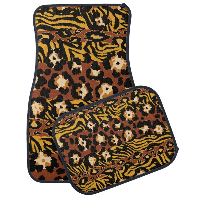 Leopard, tiger skins, wild pattern. car floor mat (Set)
