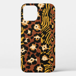 Leopard, tiger skins, wild pattern. iPhone 12 case