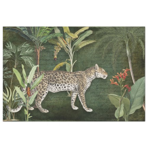 Leopard Tropical Floral n Foliage Jungle Decoupage Tissue Paper