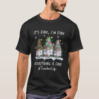 Leopard Tropical Gnome Light It s Fine I m Fine Te T-Shirt