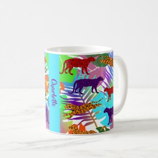 Leopard Tropical Leaves Jungle Colorful Modern 