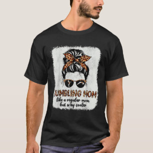 Leopard Tumbling Mom Cute Messy Bun Gymnastics Mot T-Shirt