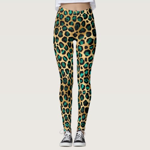 Leopard turquoise leggings