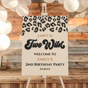 Leopard Two Wild 2nd Birthday Party Welcome Sign