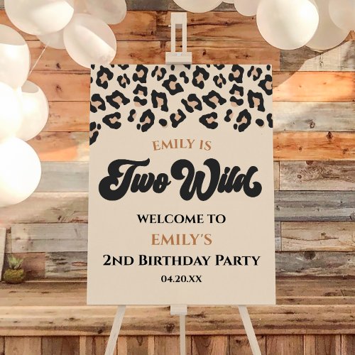 Leopard Two Wild 2nd Birthday Party Welcome Sign