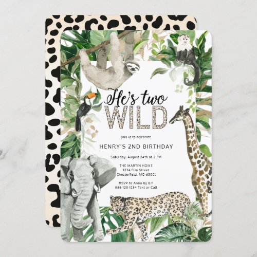 Leopard Two Wild Safari Birthday Invitation