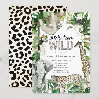 Leopard Two Wild Safari Birthday Invitation