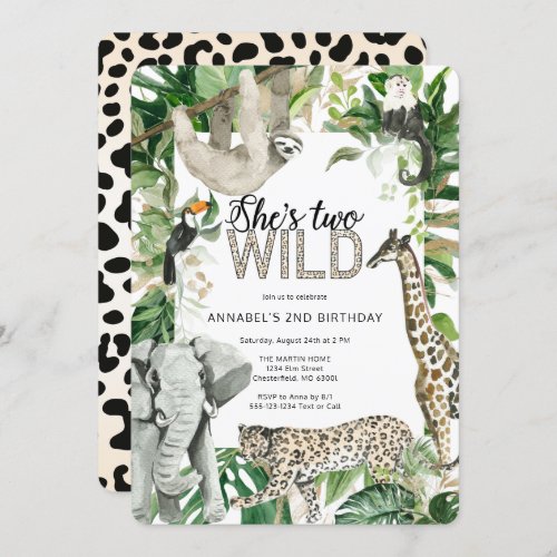 Leopard Two Wild Safari Birthday Invitation