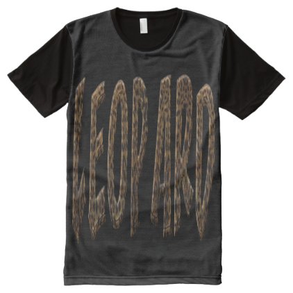 Leopard Typography Fur Look Text All-Over-Print Shirt