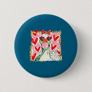 Leopard Valentine's Day Goose Funny Cute Goose Hun Button