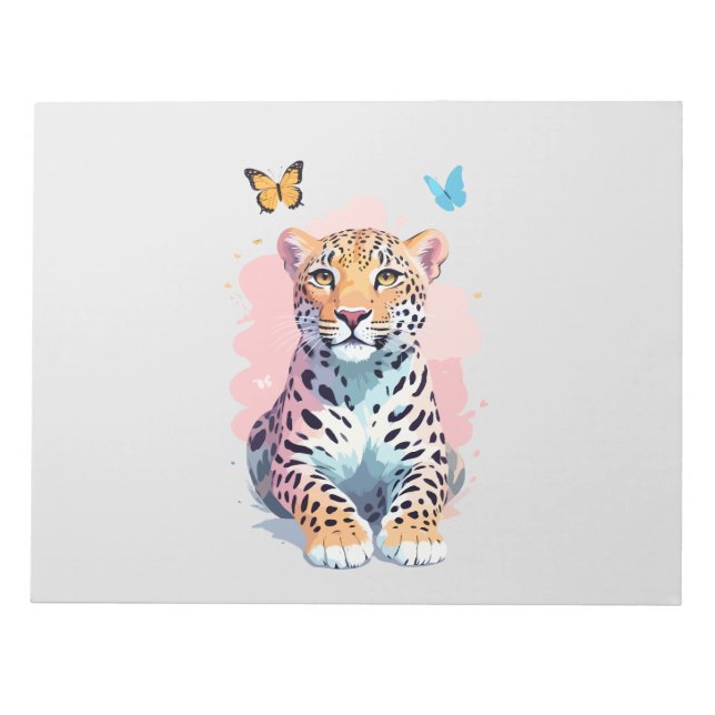 Leopard Vector Butterfly Adorable Fun Animal  Notepad (Front)