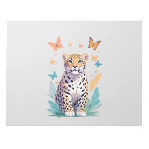 Leopard Vector Butterfly Adorable Fun Animal Notepad