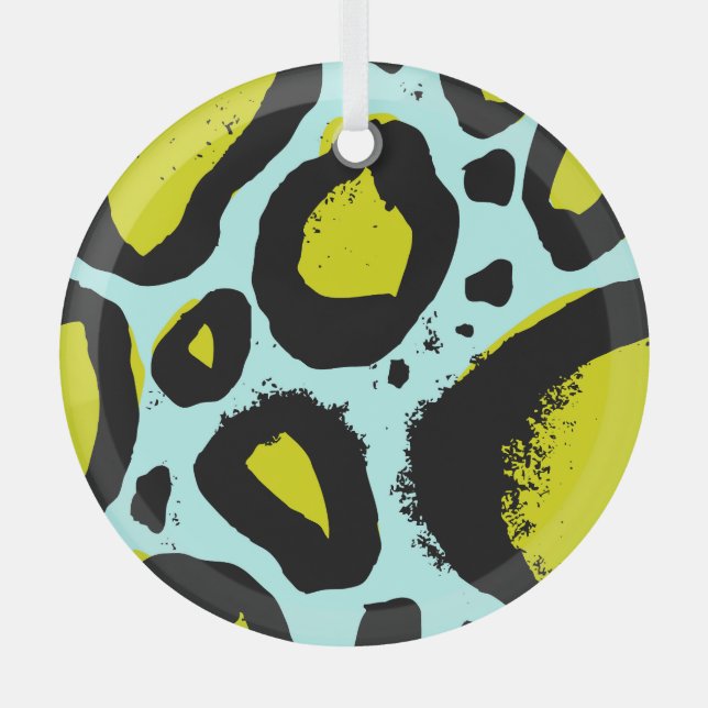 Leopard Vibrance: Colorful Wild Textures. Glass Ornament (Front)