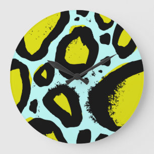 Leopard Vibrance: Colorful Wild Textures. Large Clock