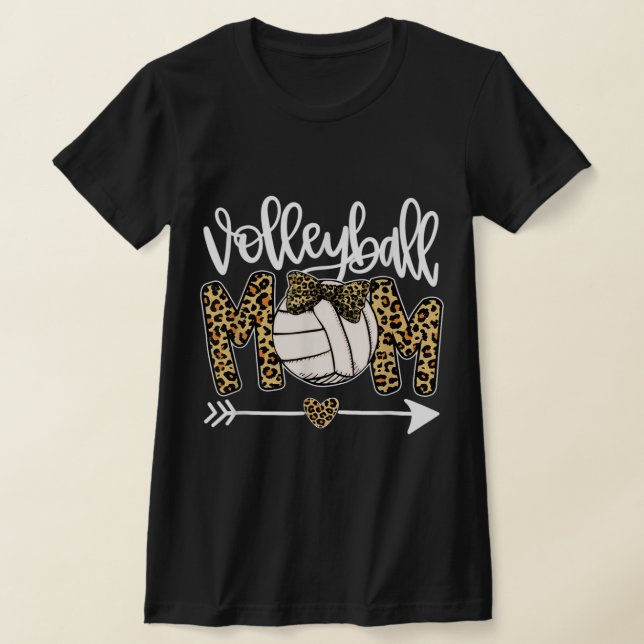 Leopard Volleyball Mom Fun Ball Mom Mother's Day G T-Shirt (Laydown)