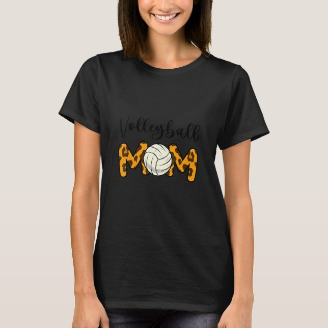 Leopard Volleyball Mom T-Shirt (Front)