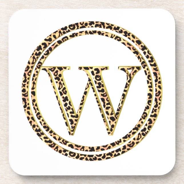 Leopard W Beverage Coaster (Front)