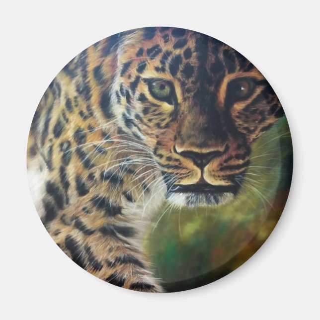 Leopard Walking at Sunset Magnet (Front)