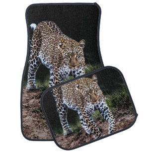 LEOPARD WALKING IN WILD CAR FLOOR MAT
