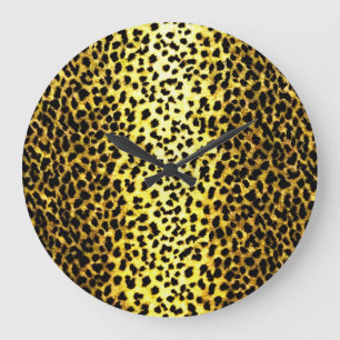 Leopard Wallpaper Animal Print Large Clock