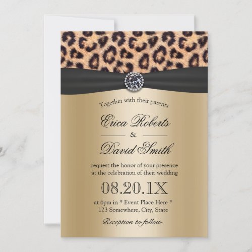 Leopard Wedding Luxury Black  Gold Invitation