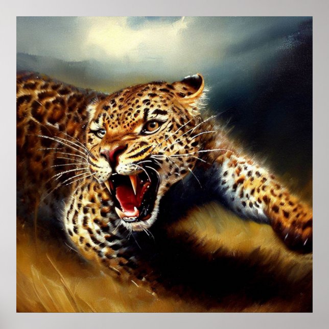 Leopard Wild Cat Portrait Poster (Front)
