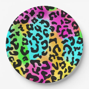 Leopard Wild Cat Rainbow Pattern, Leopard Gift Paper Plates