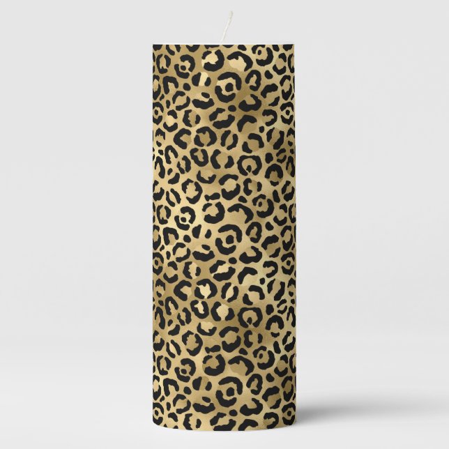 Leopard Wild Cat Safari Pattern, Boys Girls & Kids Pillar Candle (Front)