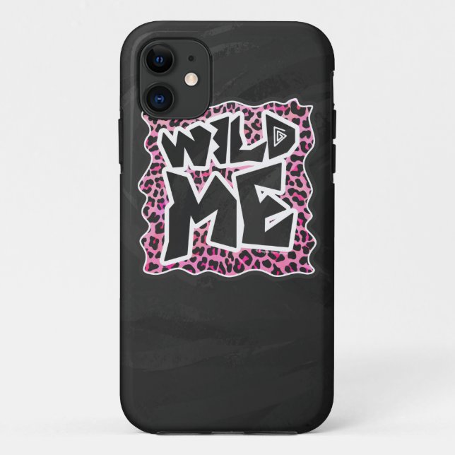 Leopard Wild Me Black and Hot Pink Design Case-Mate iPhone Case (Back)