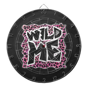 Leopard Wild Me Black and Hot Pink Design Dartboard With Darts