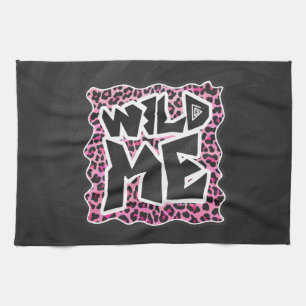 Leopard Wild Me Black and Hot Pink Design Towel