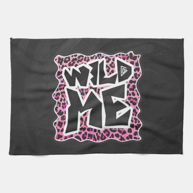 Leopard Wild Me Black and Hot Pink Design Towel (Horizontal)