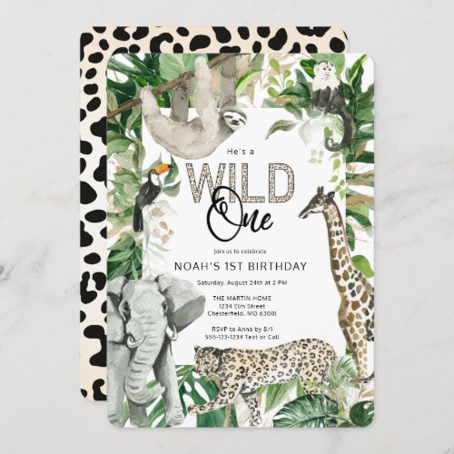 Leopard Wild One First Birthday Invitation