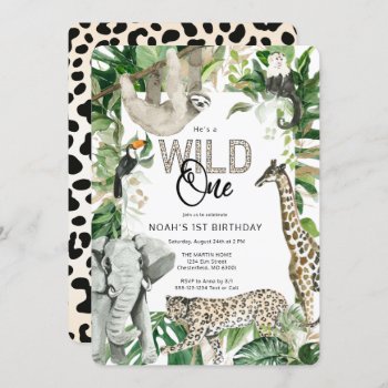 Leopard Wild One First Birthday Invitation by partypapercreations at Zazzle