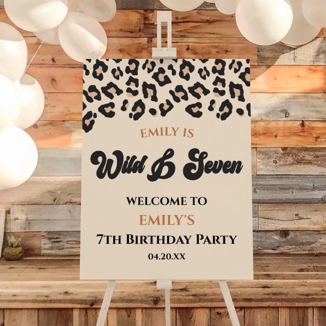Leopard Wild Seven 7th Birthday Party Welcome Sign (Creator Uploaded)