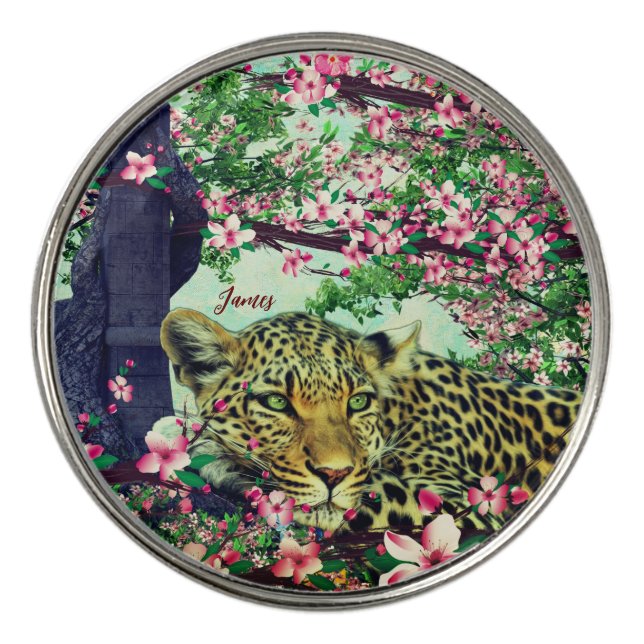 Leopard Wildlife Trendy Golf Ball Marker (Front)