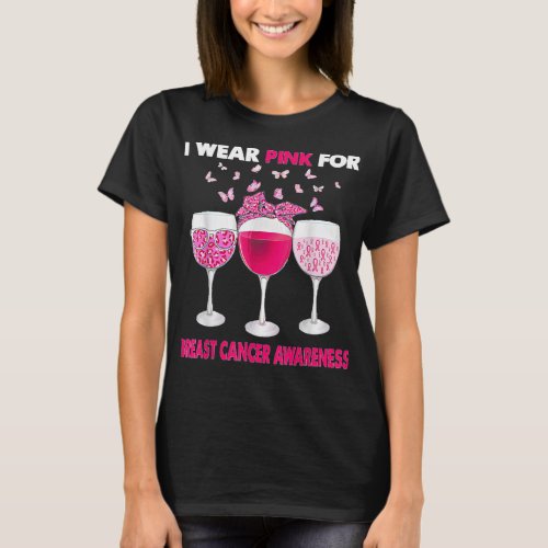 Leopard Wine Of Glasses Wear Pink Breast Cancer Aw T_Shirt