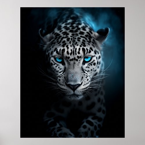 Leopard with Blue Eyes Poster