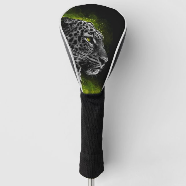 Leopard with Green Smoke Golf Head Cover (Front)