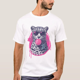 Leopard with sunglasses and bubble gum T-Shirt