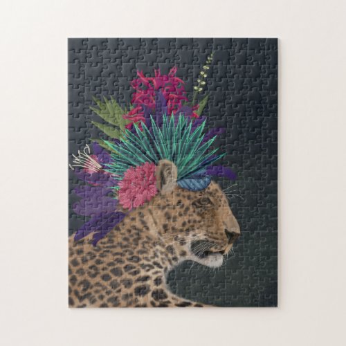 Leopard with Tropical Headpiece Jigsaw Puzzle