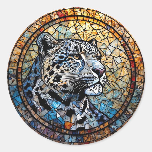 Leopard with Warm and Cool Tones Classic Round Sticker (Front)