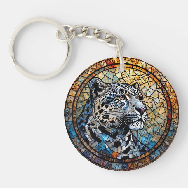 Leopard with Warm and Cool Tones Keychain (Front)