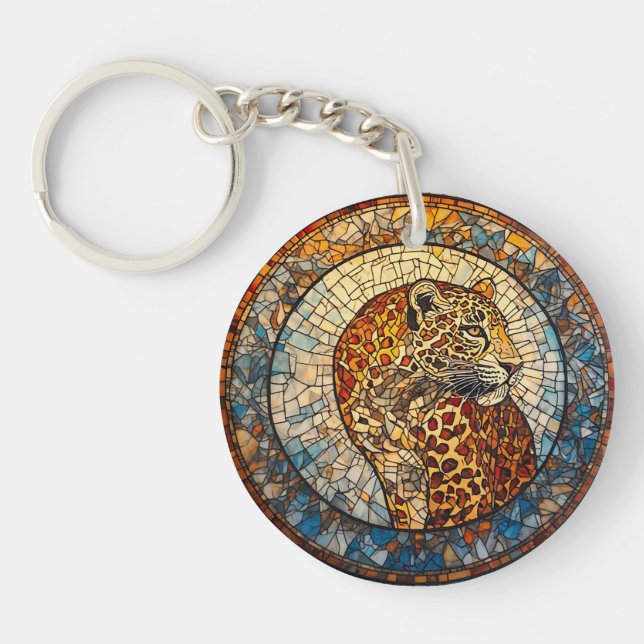 Leopard with Warm and Cool Tones Keychain (Front)