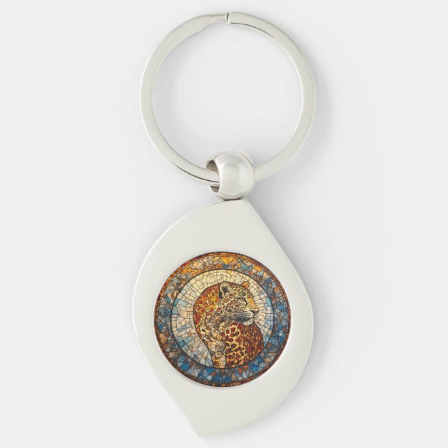 Leopard with Warm and Cool Tones Keychain (Front)
