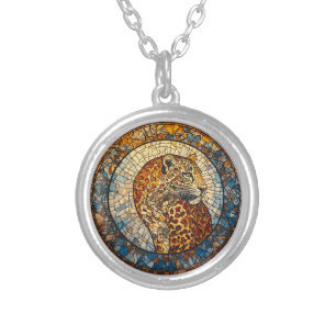Leopard with Warm and Cool Tones Silver Plated Necklace