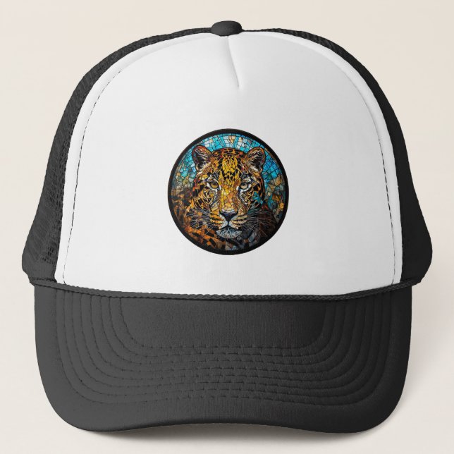 Leopard with Warm and Cool Tones Trucker Hat (Front)