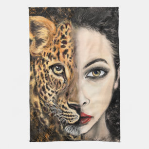 Leopard Woman Kitchen Towel