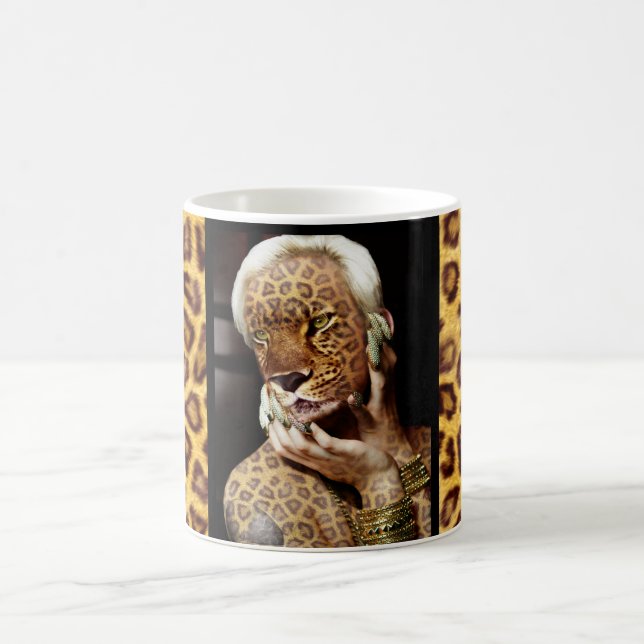 Leopard woman Photo Art Coffee Mug (Center)